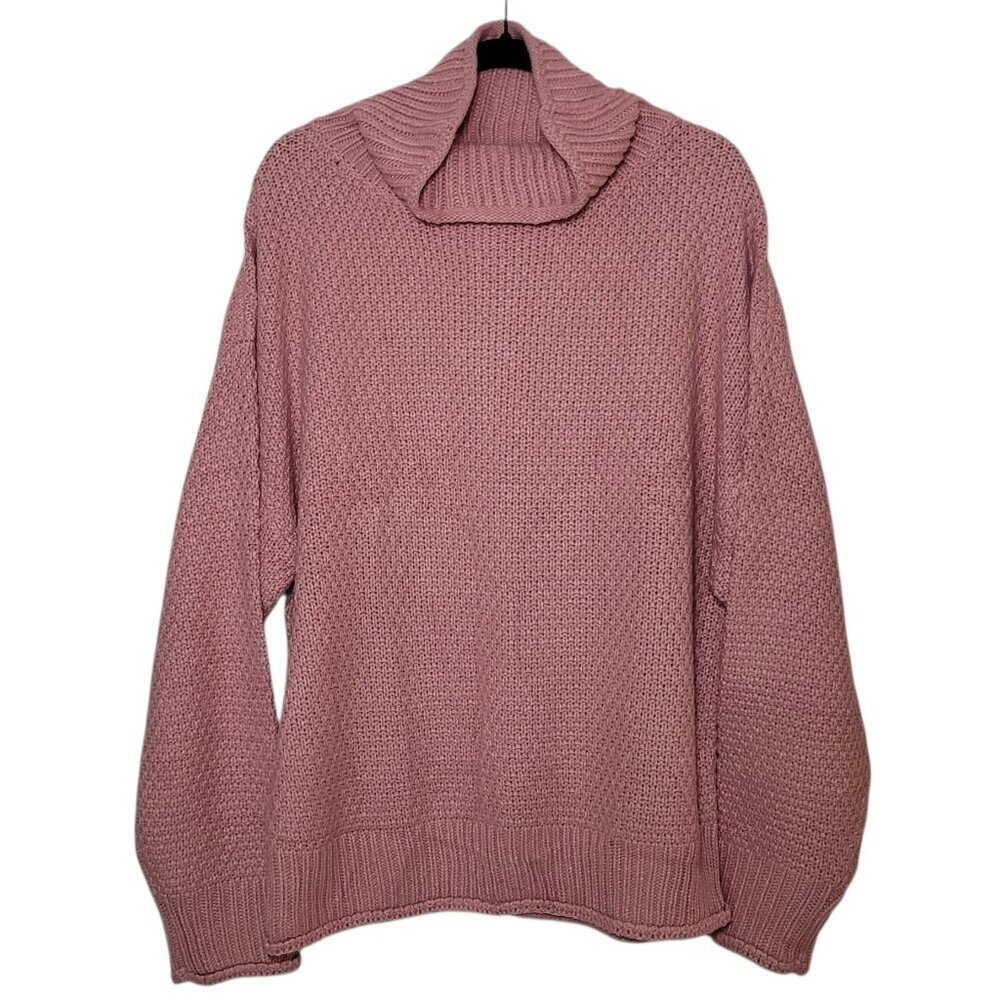 ZESICA Oversized Turtleneck Knit Sweater Dusty Rose Pink Womens Size XL - Picture 2 of 9